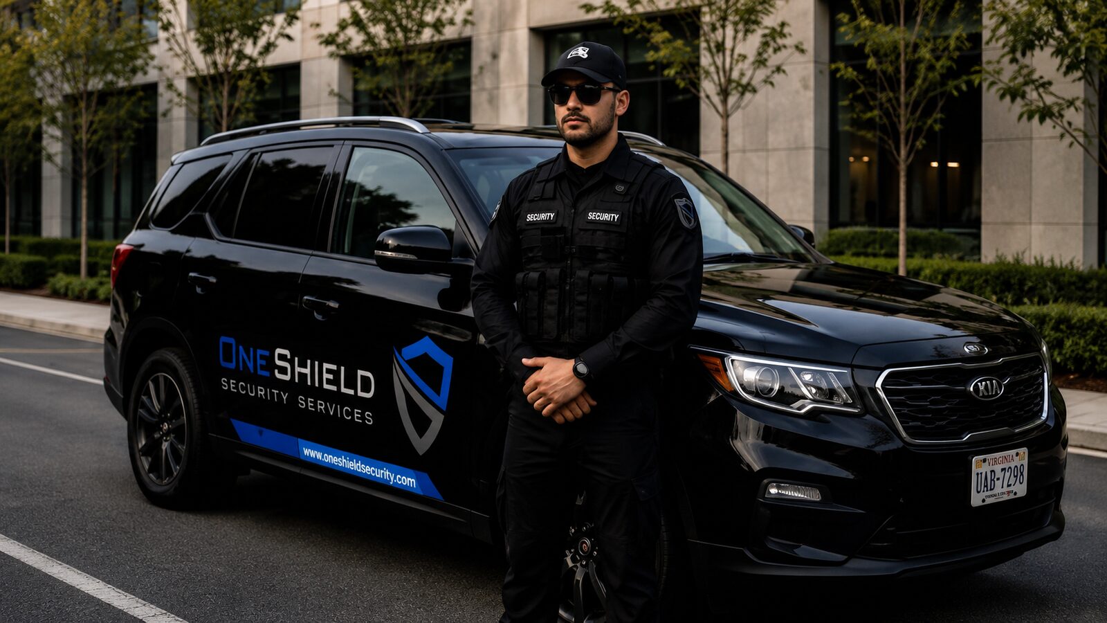 One Shield armed officer with marked vehicle