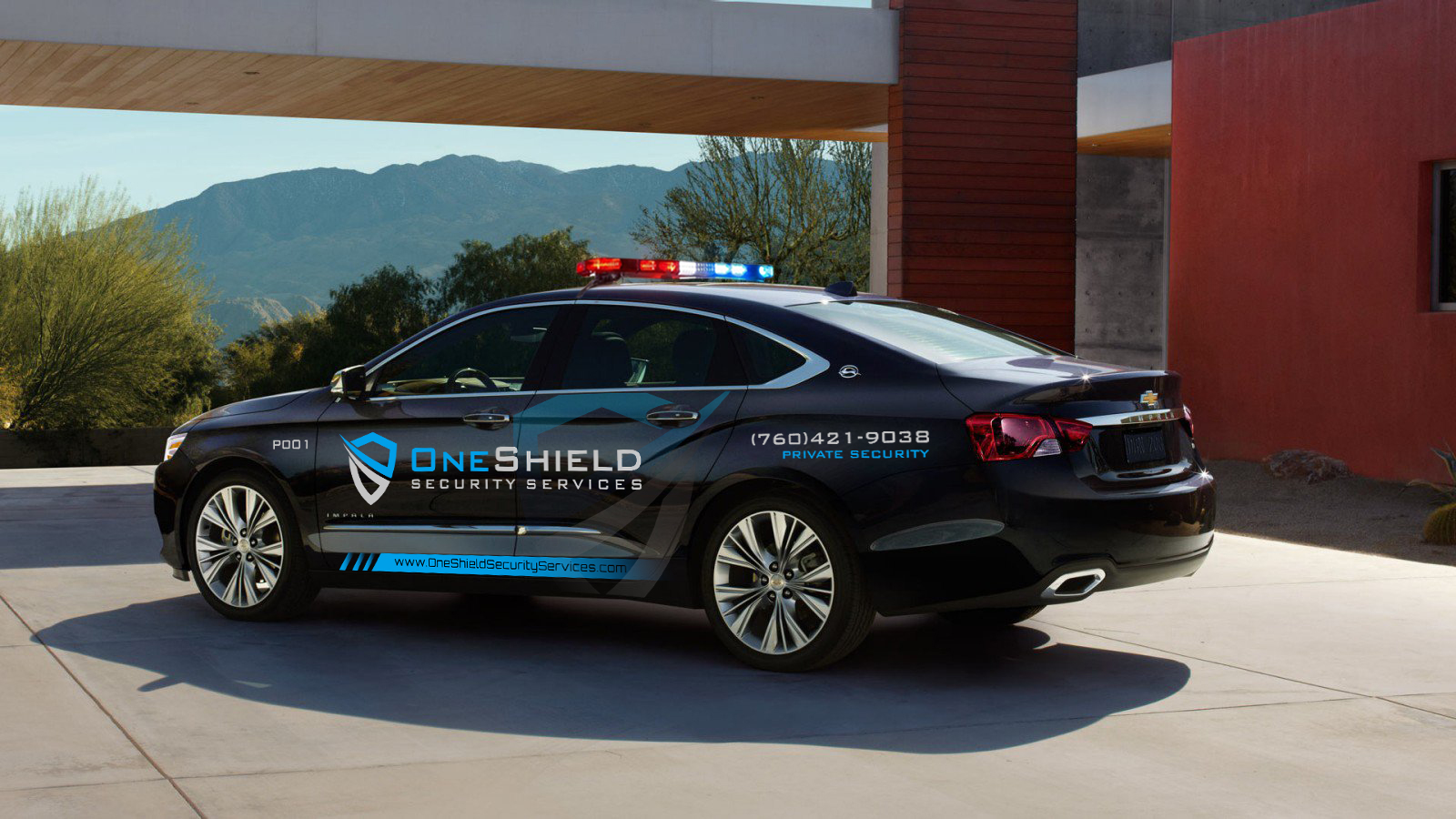 One Shield marked Impala patrol vehicle on a North County property